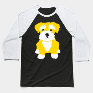 Sweet Yellow Miniature Schnauzer Puppy on Dark Blue Background Baseball T-Shirt